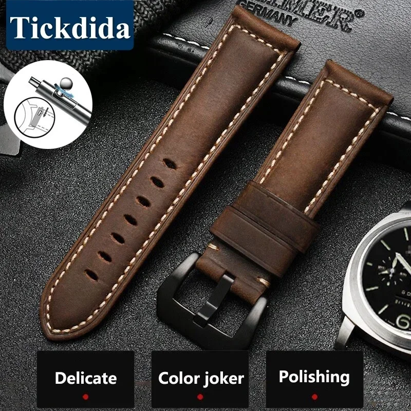 Vintage Frosted Genuine Leather Strap 22mm 20mm 24mm for Huawei Watch GT 4 3 46mm Samsung Galaxy Watch 6 TicWatch Pro 5 Band