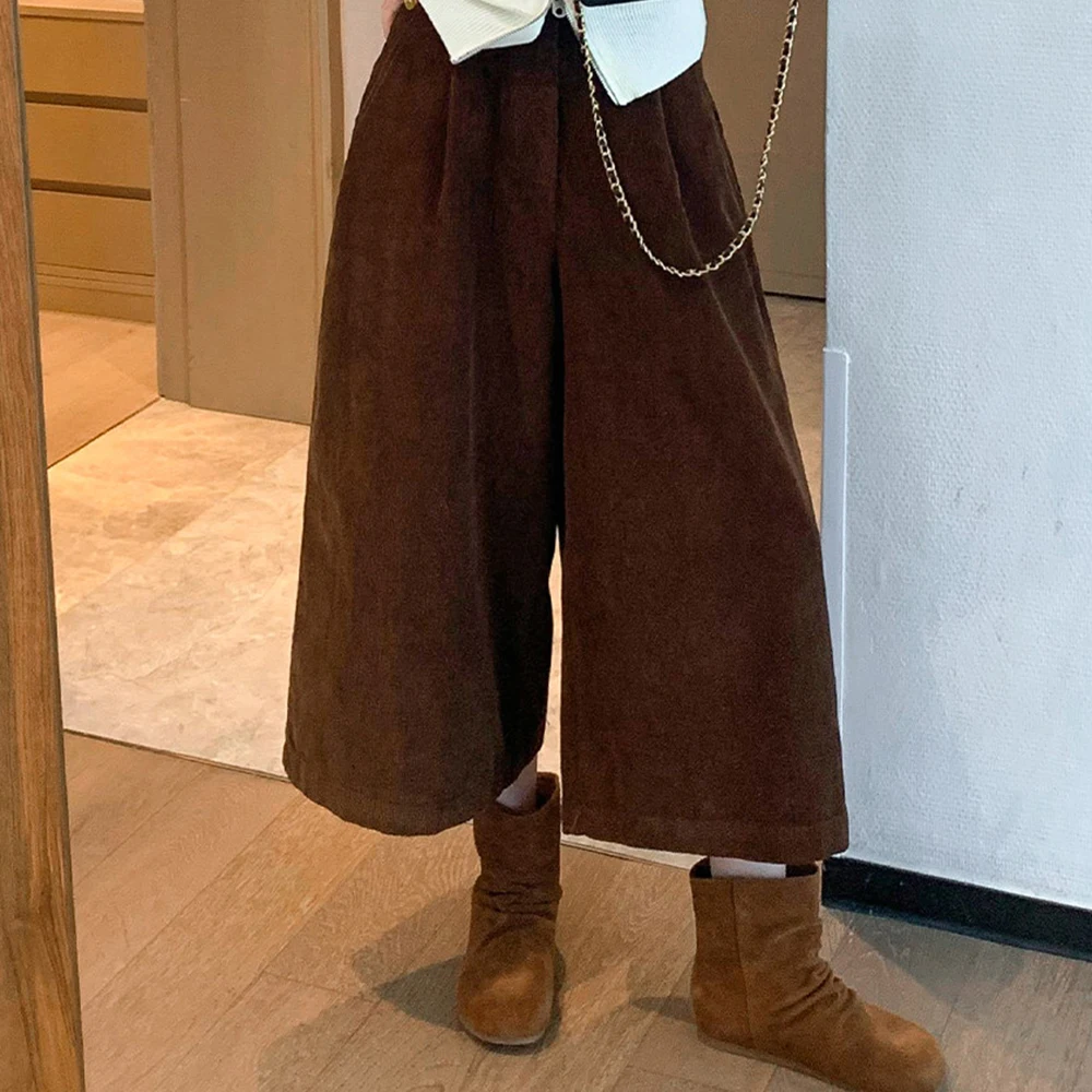Wide-leg cropped pants for women's autumn 2025 new Korean fashion  high-waisted straight casual small cropped pants for women