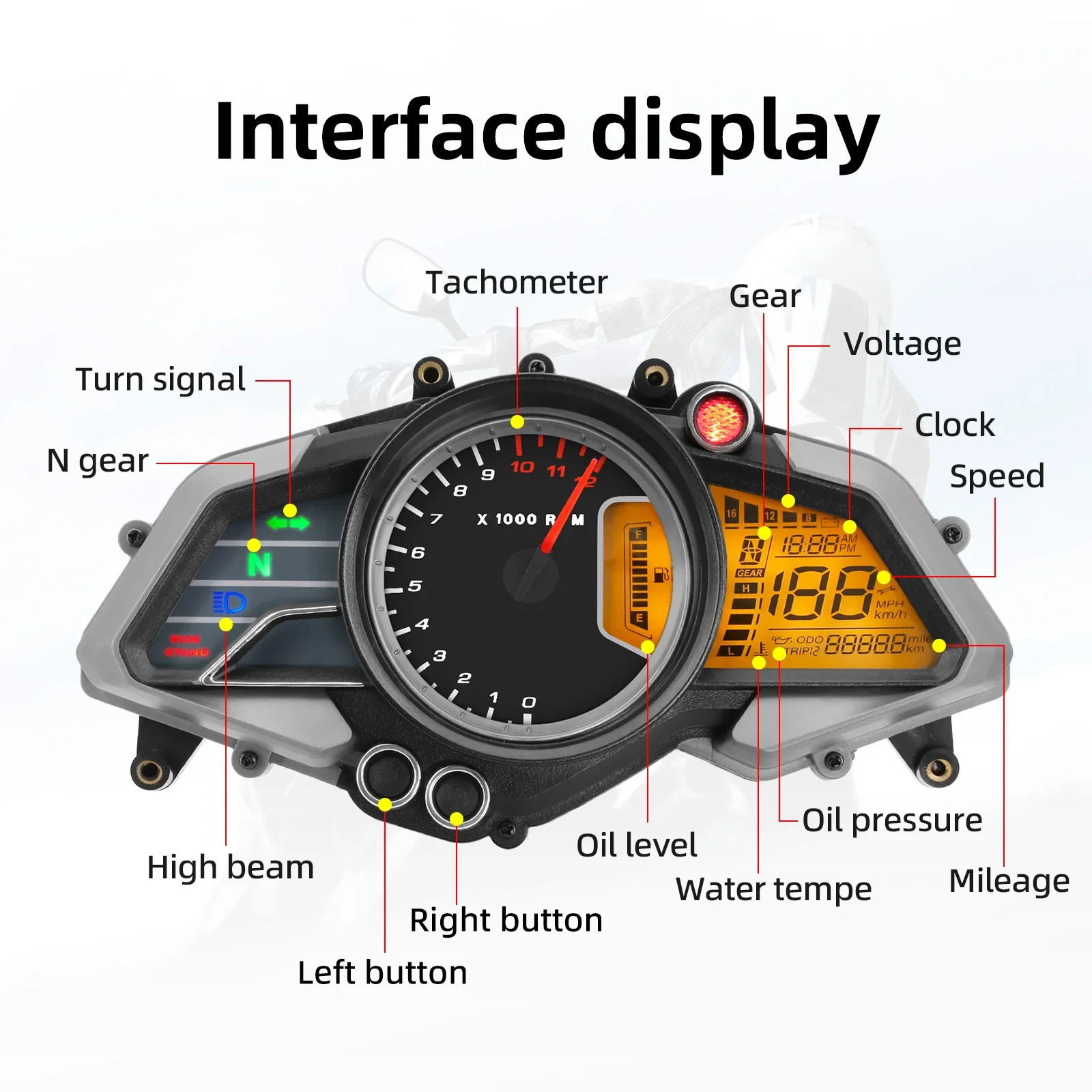 Motorcycle Speedometer Meter Tachometer Digital Odometer Gauge LCD Instrument for Bajaj Pulsar 135 150 160 180 200NS 2015-2018