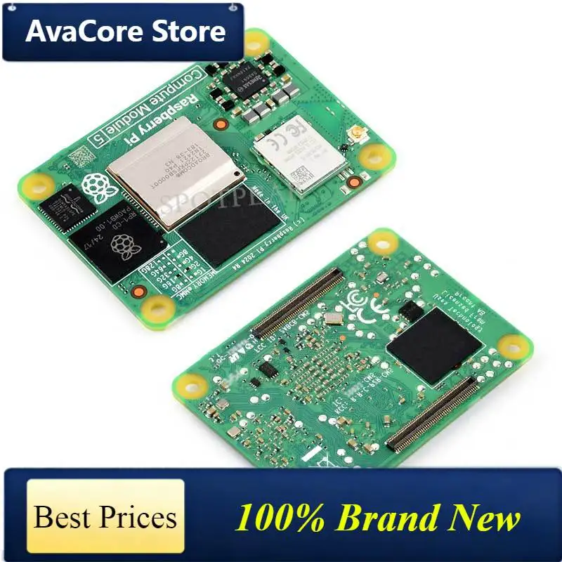 AvaCoreRaspberry Pi CM5 Compute Module 5 CM5 Cortex A76 BCM2712 With/Without Wi-Fi RAM 2/4/8/16GB eMMC Lite/8/16/32/64GB