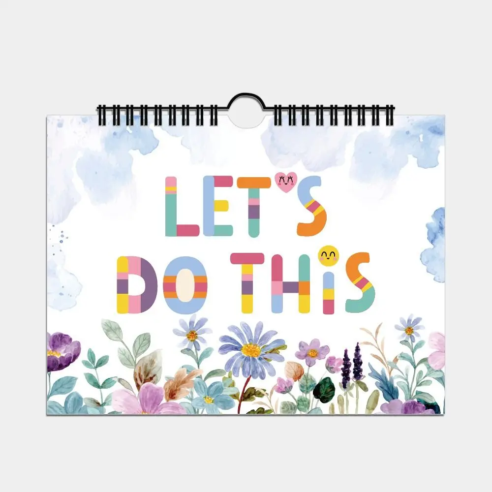 Smooth Writing Undated Monthly Planner PVC Cover Flower Themed Monthly Student Planner Self-motivation Waterproof Daily Planner