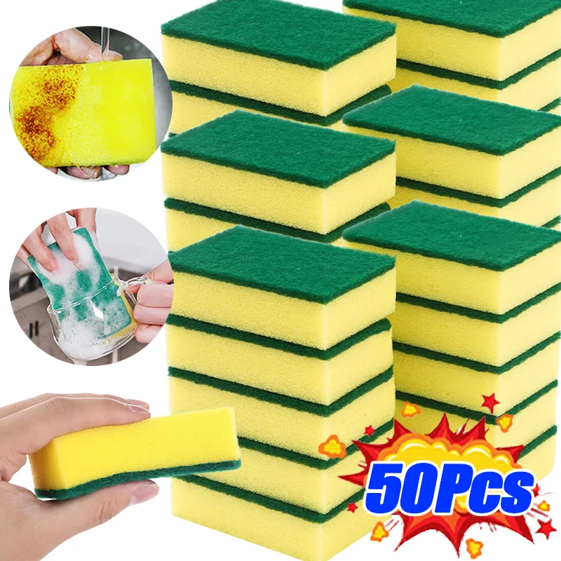

10-50Pcs Highly Absorbent Cleaning Sponges Magic Dishwashing Clean Pot Rust Stain Sponge Brush Kitchen Grease Cleaner Home Tools