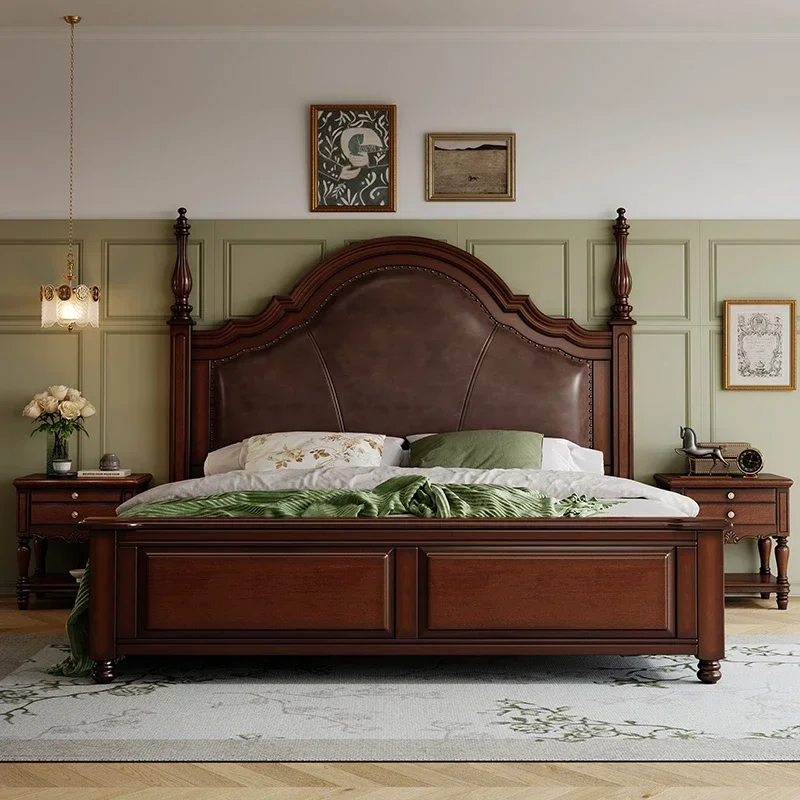 

Wooden Nordic King Room Double Bed Luxury Modern Marriage Bedroom Furniture Aesthetic American Double Bed