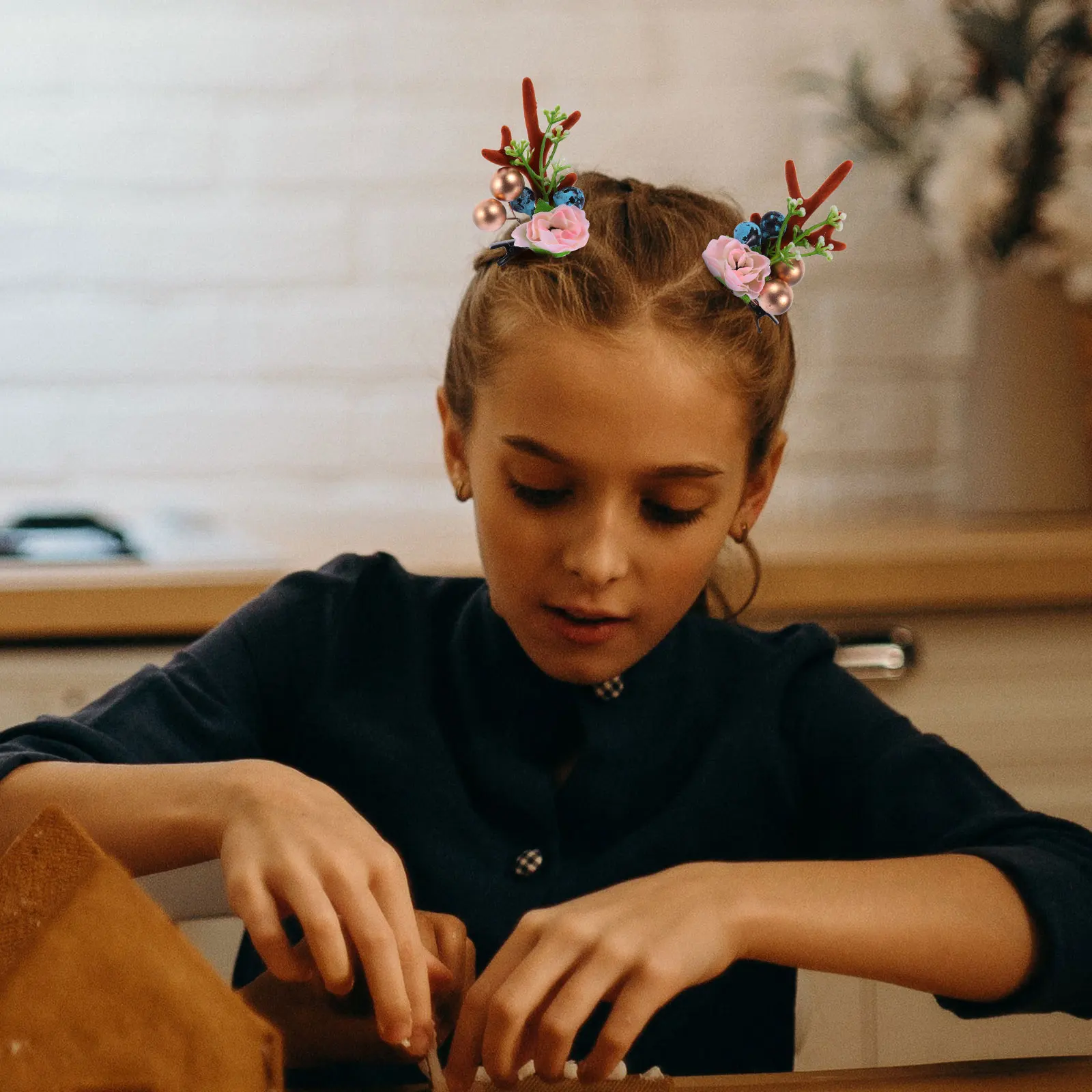 

Mori Antler Hair Clip Child Accessories for Girls Photography Cloth Christmas Reindeer Clips