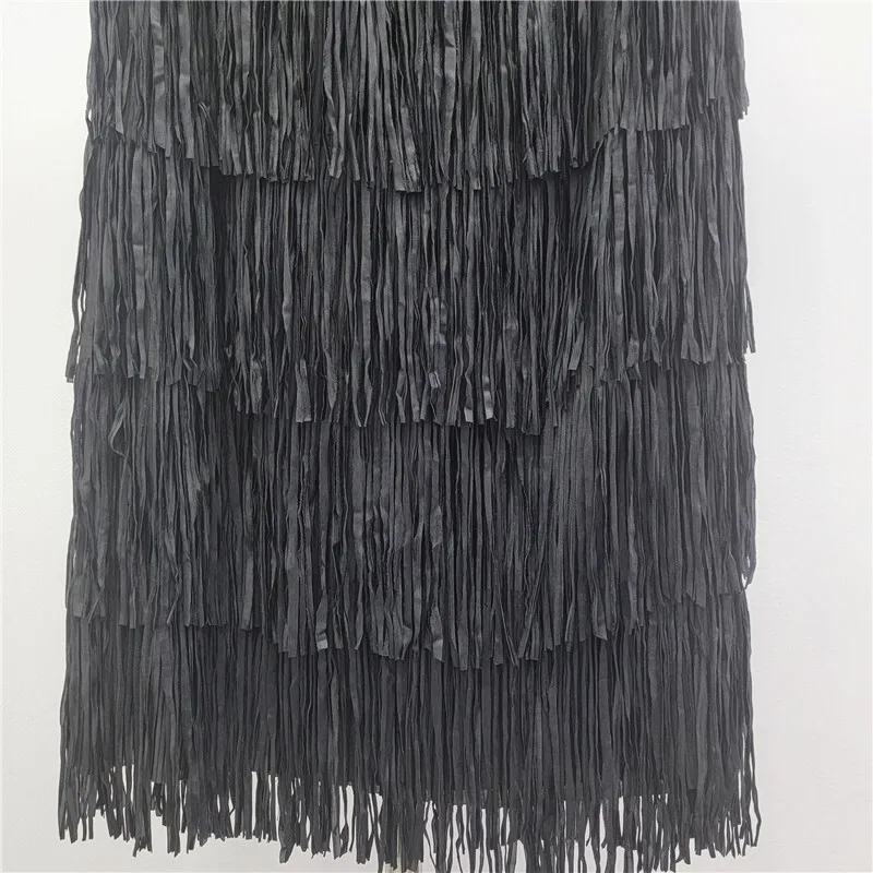 HKSH ربيع الخريف جديد المرأة تنورة الطبقات شرابة أنيقة تنوعا مرونة الخصر الراقية موضة ألف خط الاتجاه التنانير HK16820 #3