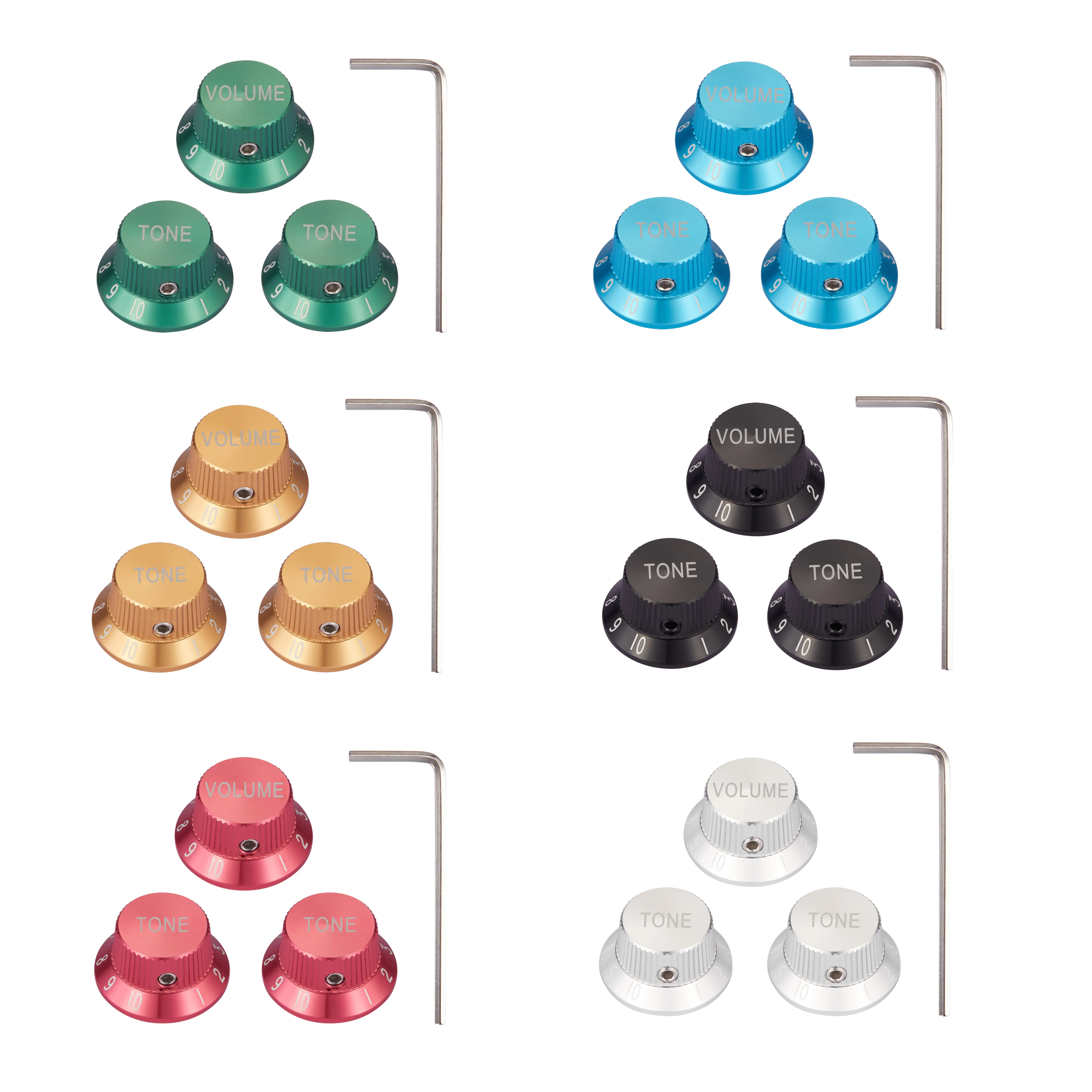 KAISH معدن 1/4 "العالمي Strat الجهد المقابض الألومنيوم حجم لهجة أفضل قبعة الأواني المقابض ل ST/Ibanez/Yamaha/Les Paul