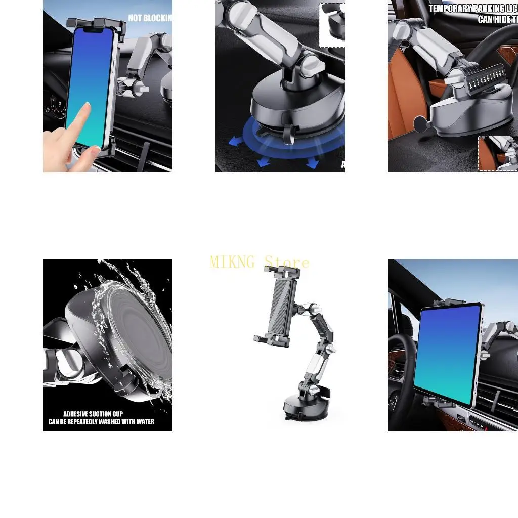 Car Dashboard Windshield Suction Cup Mount Holder Adjustable 3 Axises Metal Arm best sale
