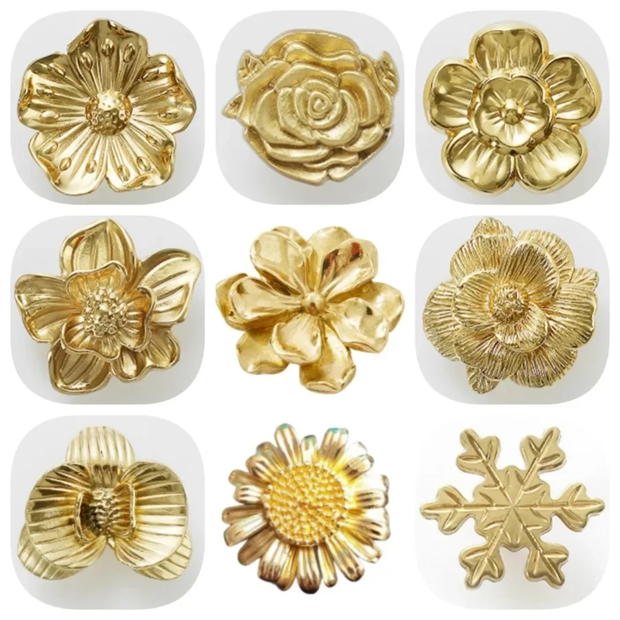 2pcs Solid Brass Flower Knobs and Handles for Drawers Various Styles Furniture Handles Dresser Kitchen Drawer Handles