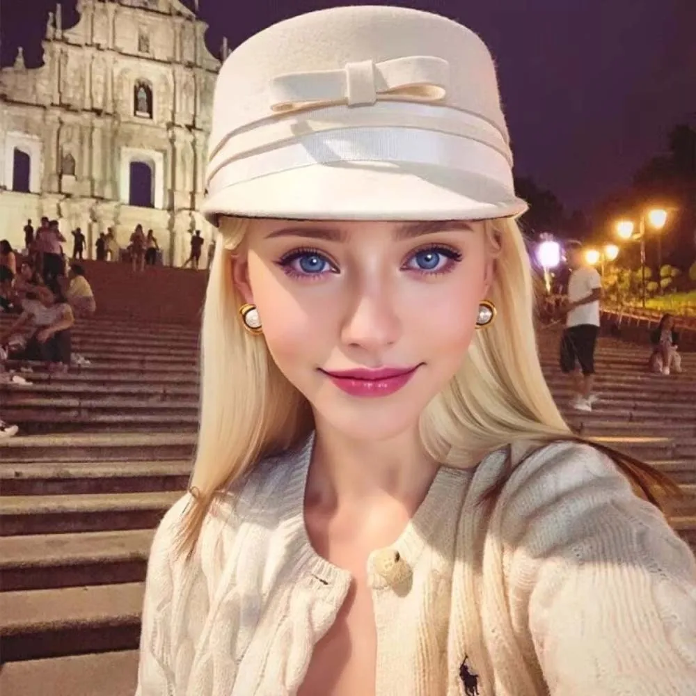 

Live Show Vintage Looking Woolen Equestrian Hat Beret Bow Peaked Flat Cap Black Versatile Fashion Knights Cap Performances