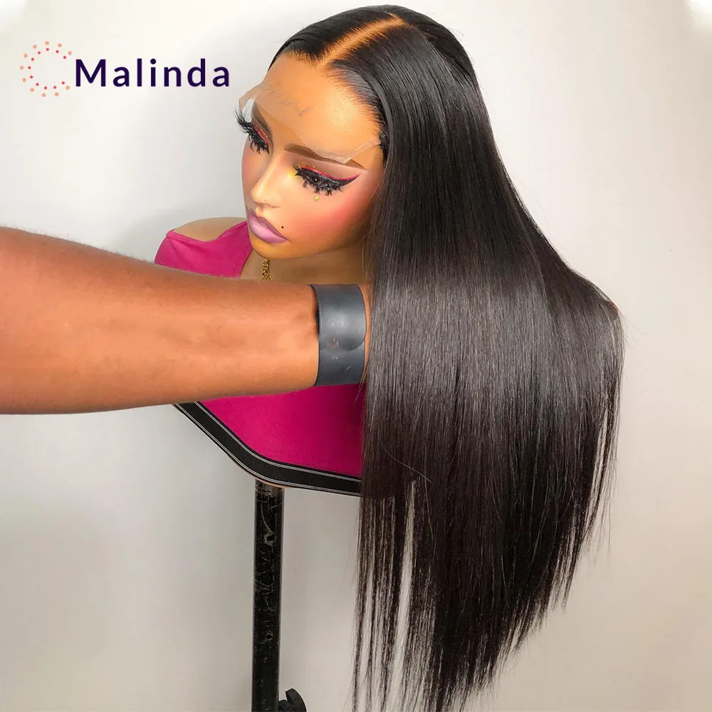 Double Drawn Glueless Wig PrePlucked Human Hair Ready To Go Bleached Knots Bone Straight 13X6 HD Transparent Lace Frontal Wig