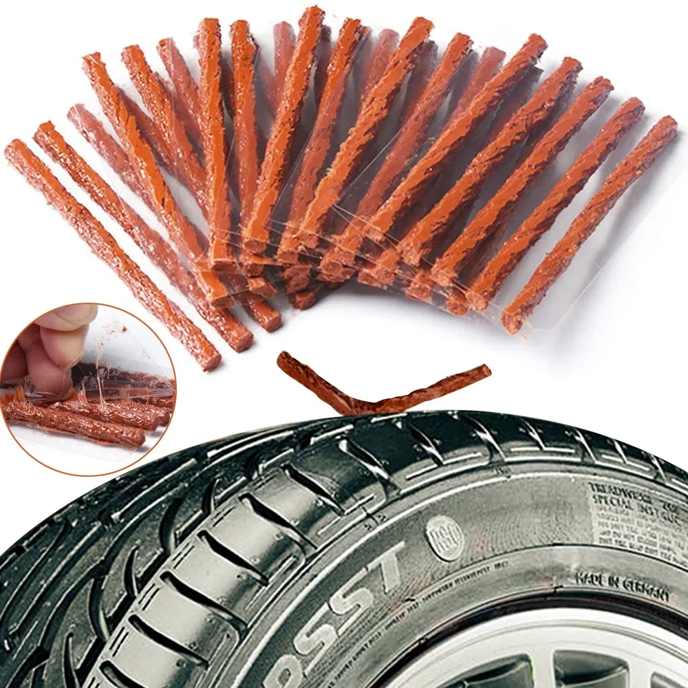 200PCS Car Motorcycle Tire Repair Strips Tubeless Seal Strip Tyre Puncture Rubber Strip Plug Car Bike Tire Repair Accessories