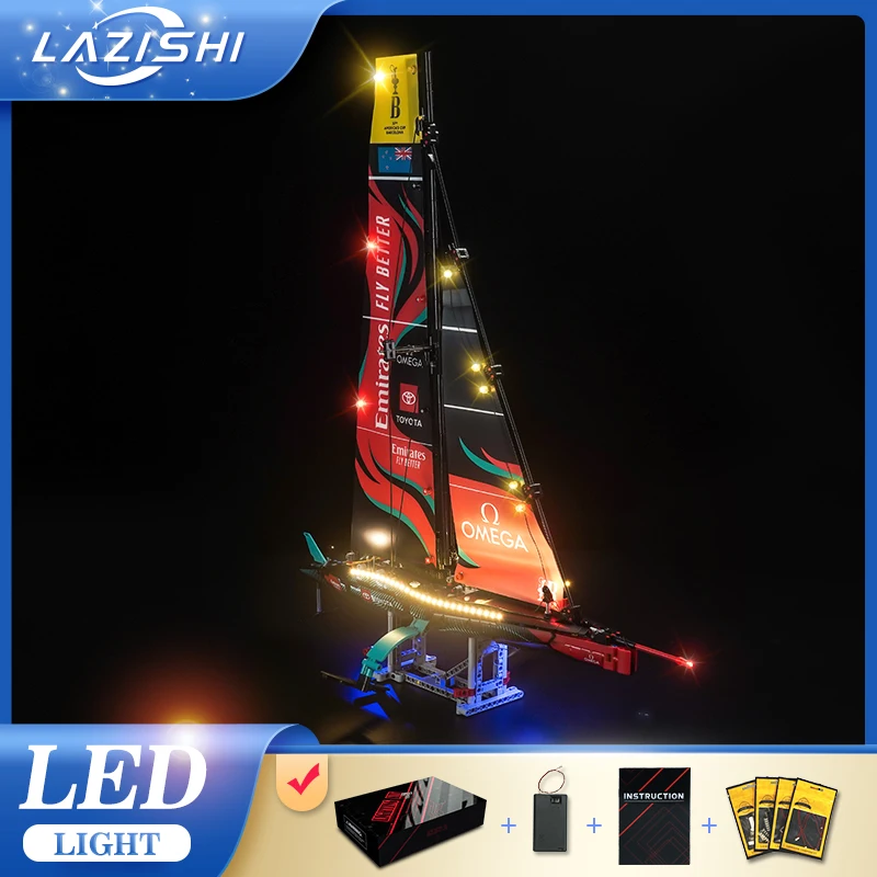 Lazishi LED light 42174 set suitable for Emirates Team AC75 Yacht building block gift (including lighting accessories only)