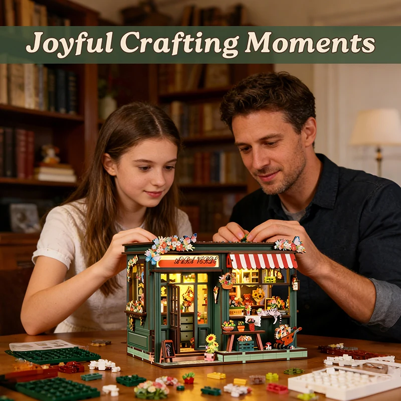 AW03-003 Creative handmade DIY small Xinye flower house mini building model DIY three-dimensional wooden house