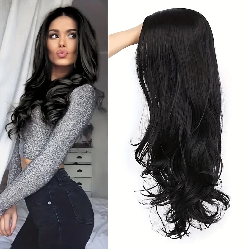 Heat Resistant Synthetic Long Curly Wig, Full Hat Lace Free, Cosplay Party Wig, Natural Look Stylish Long Curly Wig