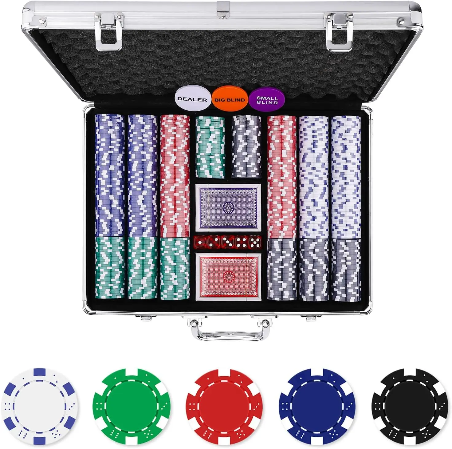 

500PCS Poker Chip Set with Aluminum Case - 11.5g Chips for Texas Holdem Blackjack