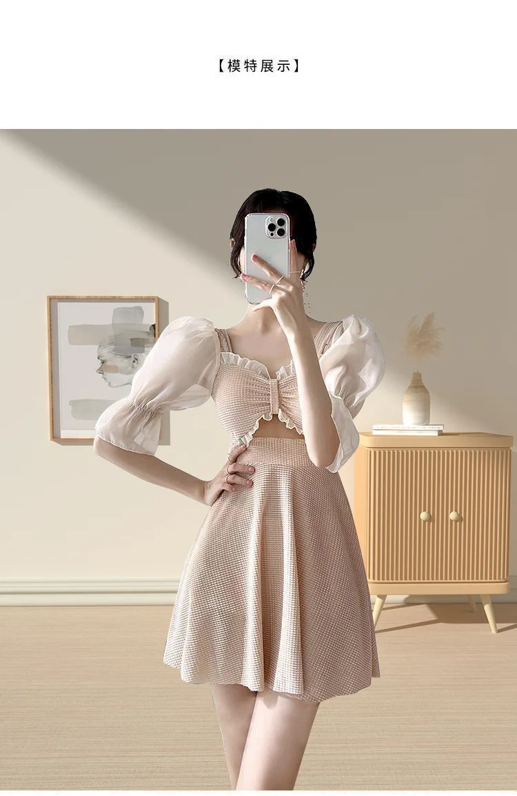 Traje de baño de una pieza para mujer, estilo nuevo, Súper Hada, esquina plana, conservador, que cubre el vientre y adelgaza, traje de baño para vacaciones