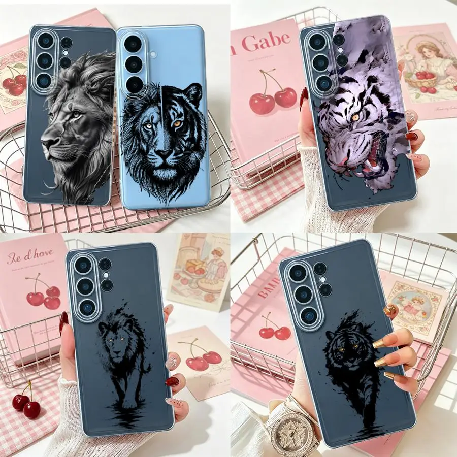 Ink Walking Lion Case for Samsung Galaxy S26 Ultra S25 Edge S26 Note 20 Ultra 10 S20 Plus S24 S22 FE S21 S23 Phone Cover