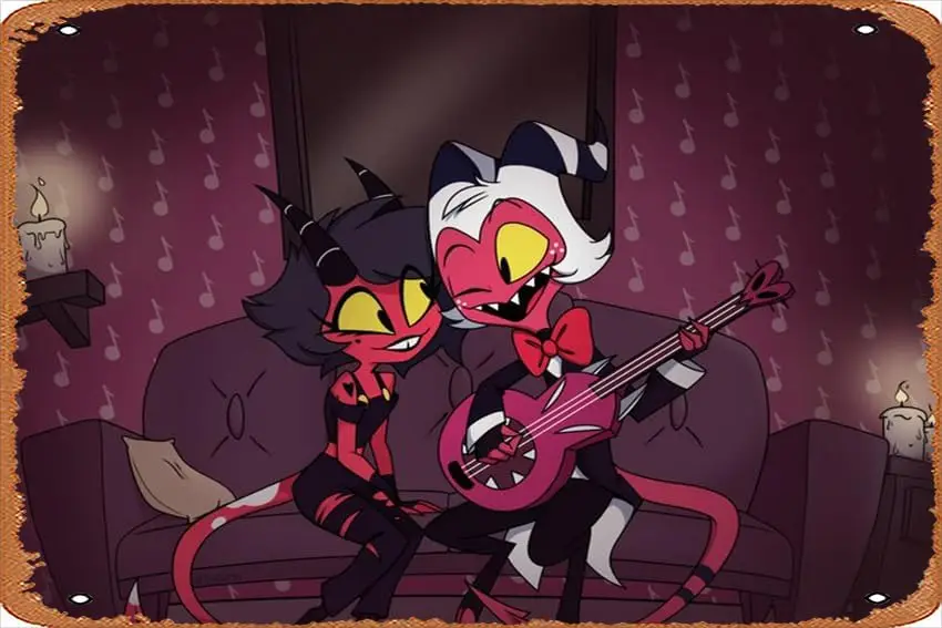 Металлическая жестяная вывеска Moxxie (Helluva Boss), Millie (Helluva Boss) Ретро металлическая вывеска для садового клуба, декоративная настенная вывеска для дома и улицы