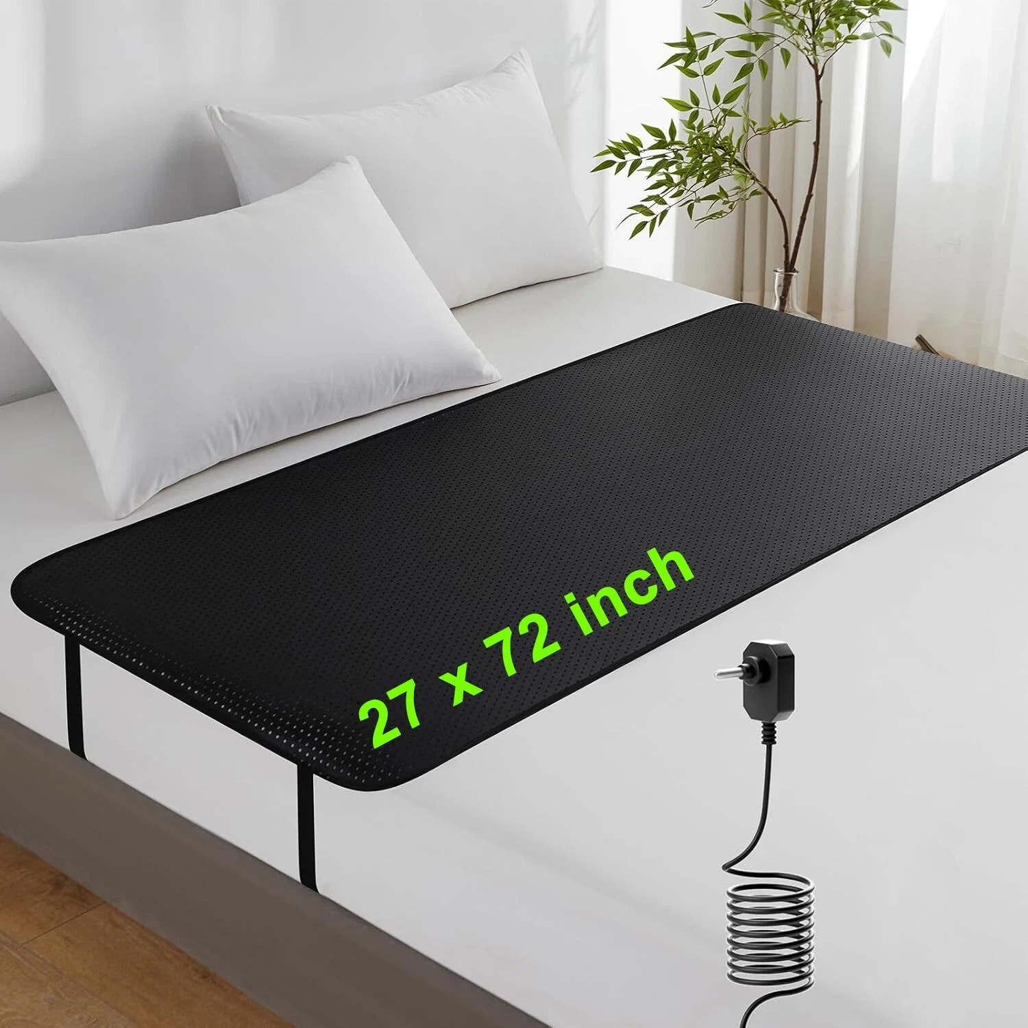 Estera de conexión a tierra de 68x185x0,06 cm, colchón de cuero, almohadilla conductora de carbono para un mejor sueño, Reduce el estrés con Conductor de puesta a tierra de 4,5 m