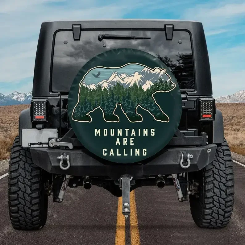 Trailer Spare  Cover, Mountain Are Calling Spare Tire Cover With Or Without Backup Camera Hole, Camping Tire Cover, Rv Tire