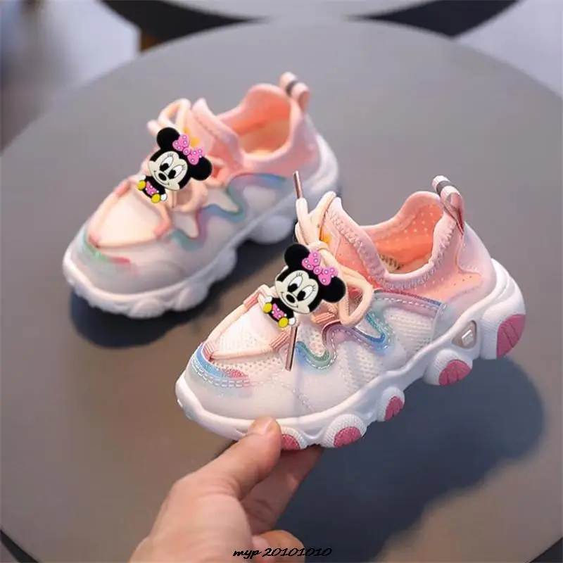 Disney Kids scarpe sportive ragazzi Sneakers Outdoor Mickey Minnie Tenis Basket calzature rosa bianco Stitch Girl scarpe morbide traspiranti