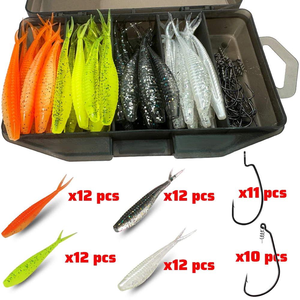 Anzuelos Offset GOBAIT Spring Lock 7cm para vinilo Cola V