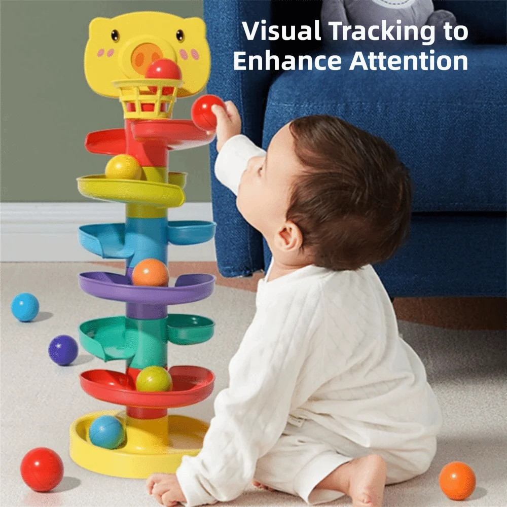 Sliding Ball Montessori Track Rolling Stacking Track Educational Games Children Gits Ball Tower Babies Learning