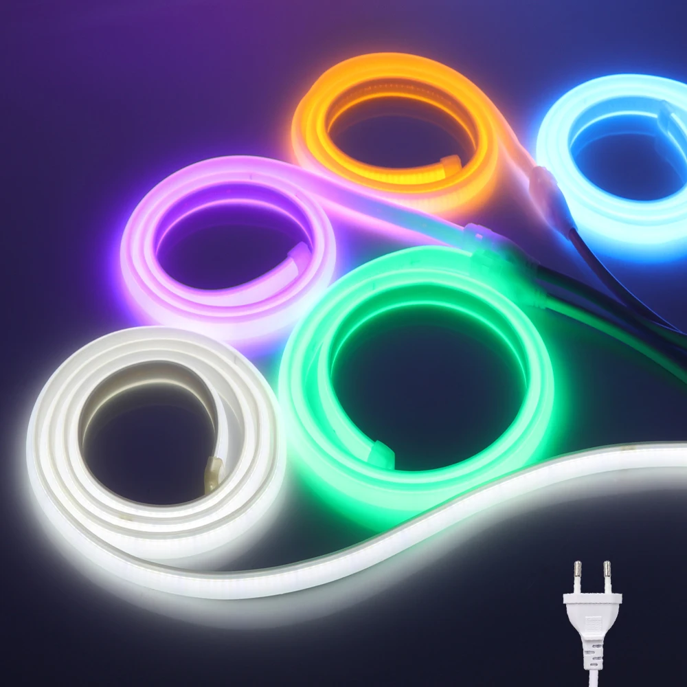 Imagem -05 - Impermeável Cob Neon Led Light Strip Fita Fita Flexível Home Decor Branco Vermelho Azul Gelo Rosa Amarelo Roxo Verde 288leds 220v