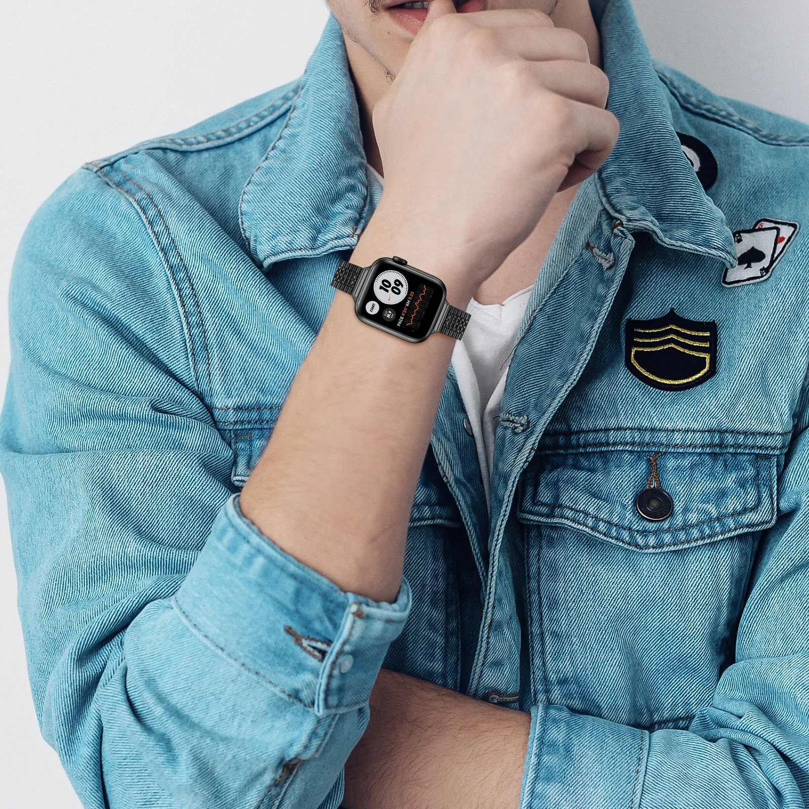 Тонкий ремешок для часов Apple, ремешок 46 мм, 42 мм, 45 мм, 41 мм, 44 40 мм, 38 49 мм, металлический ремешок из нержавеющей стали Iwatch Series 10 9 8 7 6 SE Ultra