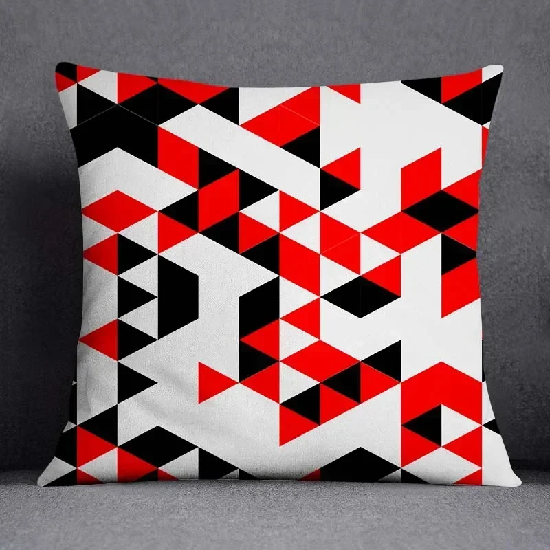 Red Geometric Pattern Decorative Pillowcase Fashion Sofa Chair Car Cushion Cover Bedroom Room Home Decor Embrace