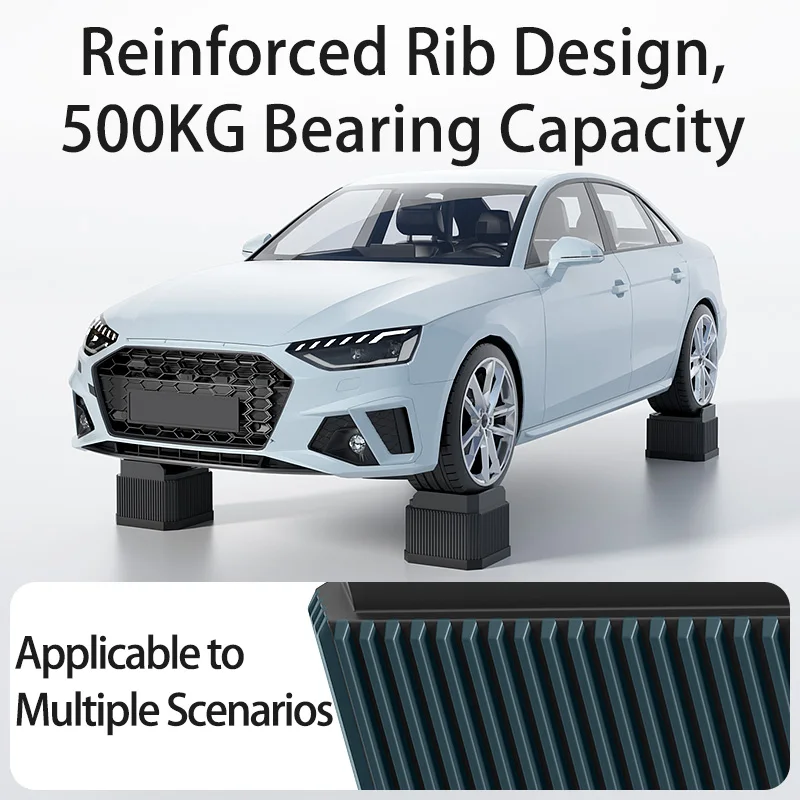 Adjustable-Height Square Furniture Risers: High Load-Bearing, Triple Anti-Slip, Ideal For Sofa, Table And Chair Leg Protection