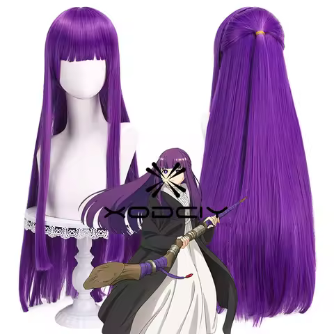 High Quality Fern Wig Anime Purple 85cm Long Straight Synthetic Hair Cosplay Wig Heat Resistant Wigs + Wig Cap