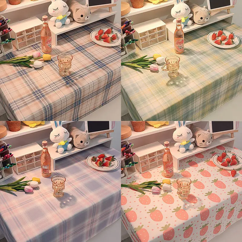 Korea Tablecloths Plaid Table Cloth Cover Coffee Tablecloth Room Picnic Mat Blanket Tableware Wedding Decoration Desk Decor Ins