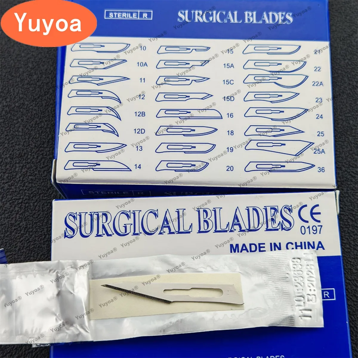 5 x 100pcs Surgical Scalpel Blades Carbon Steel Medical Knife Handle Holder Dissection Cutting Phone Repair Carving Sterilized