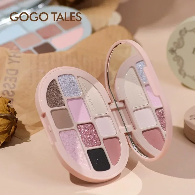 GOGOTALES-Paleta de Sombras Lolita, Contorno High Gloss, Placa Integrada, Maquiagem Olhos, 10 Cores