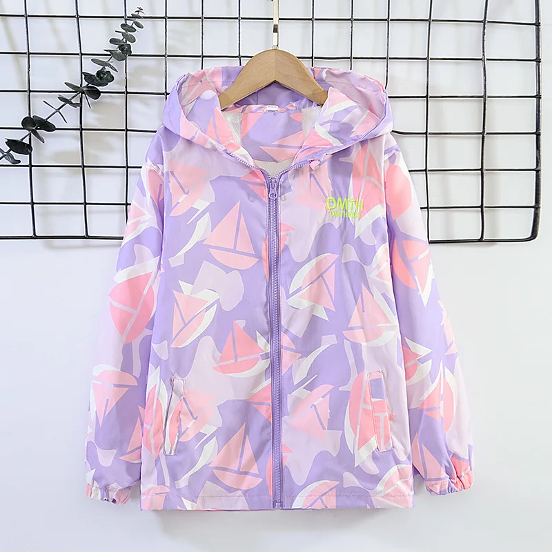 Girls' thin coats spring/autumn models Windproof /waterproof windbreaker boys middle-aged children's jackets 6-12 years old