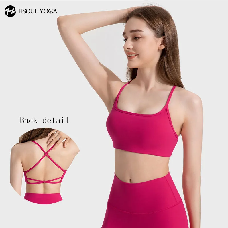 HSOUL YOGA Sexy Hollow Out Cross Back Sports Bra and Leggings for Women, Comfortable and Breathable Yoga Workout Athletic Wear