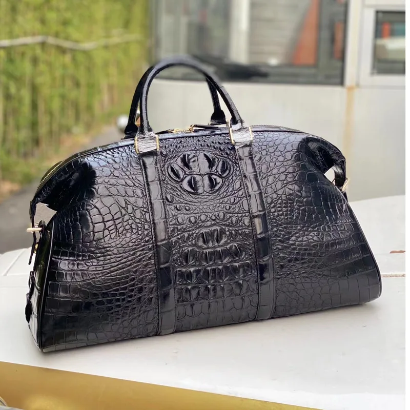 Thai Crocodile Men's Handbag Large Capacity Single Shoulder Men‘s Travels Luggage Functional Bag Leather Traveling Bag Briefcase