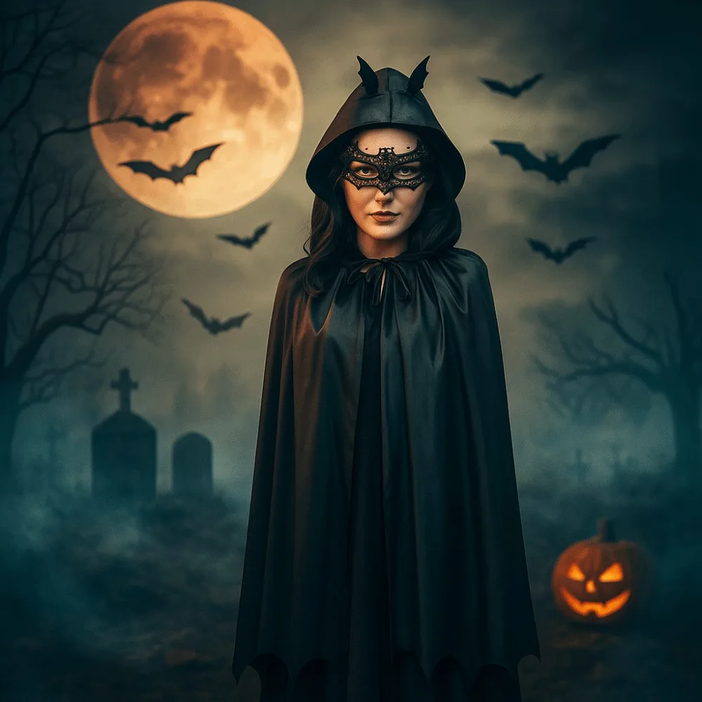 

Face Shield Women's Ghost Cloak Hairpin Loose Halloween Cosplay Costume Party Props Stage Performance Halloween Cloak with Hat