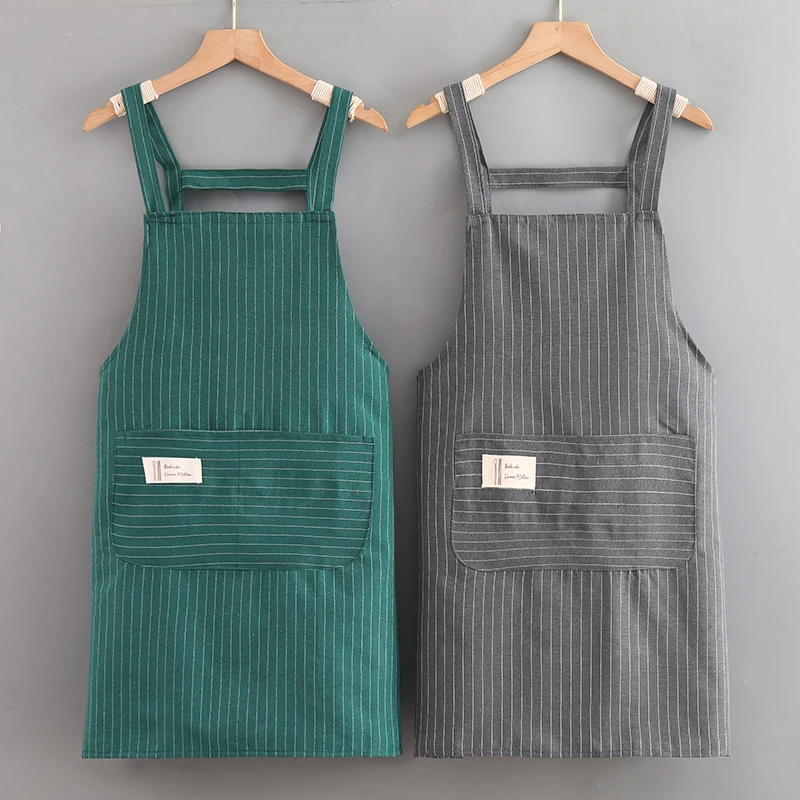 1 Pc Simple Sleeveless Apron Kitchen Household Polyester Cooking Apron With Pocket Clothes Protection For Barber Painter Chef