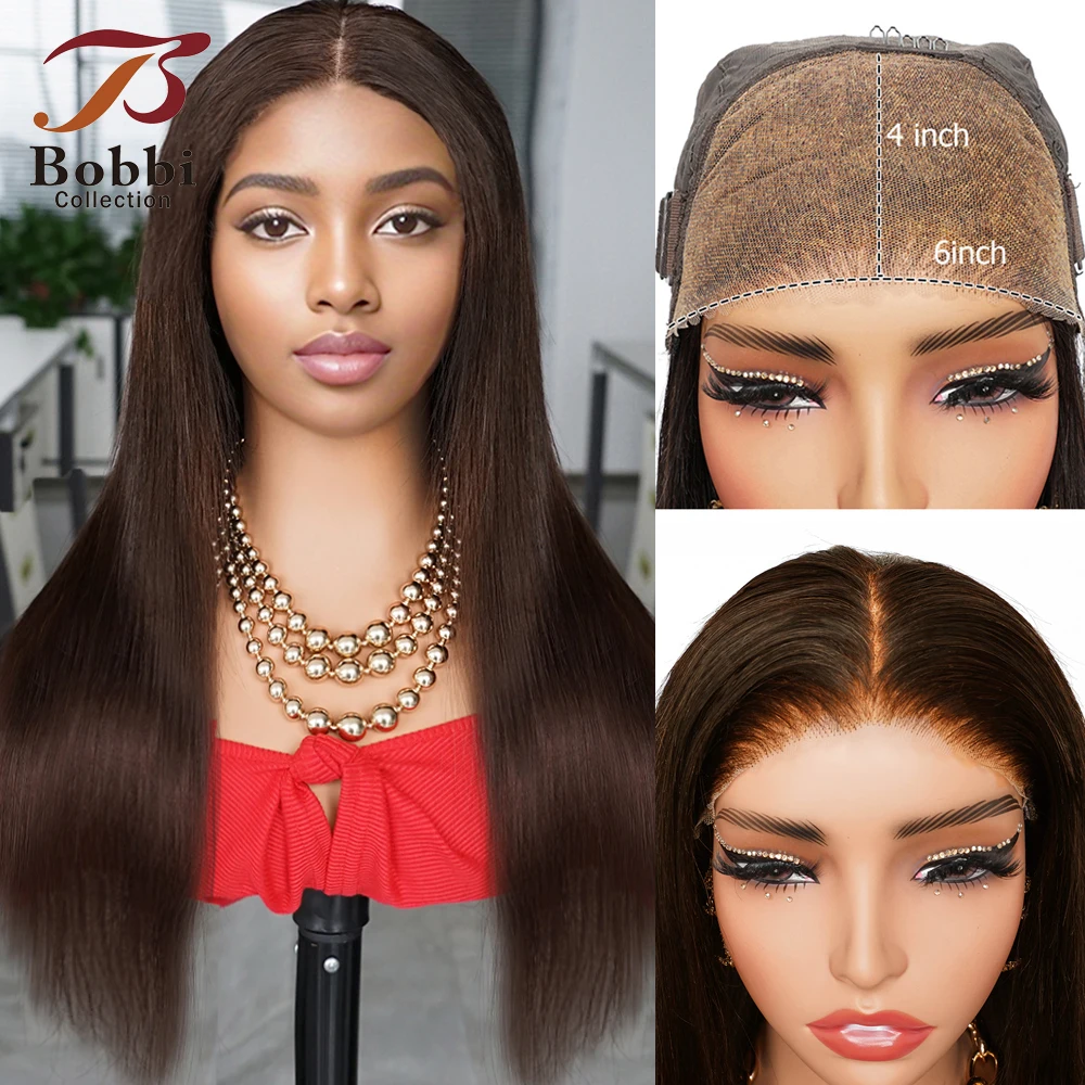 

Brown 6x4 Glueless Lace Front Wig Human Hair Bleached Knots Pre-plucked Transparent 4x4 5x5 Pre-cut Lace Wig Straight Bobbi