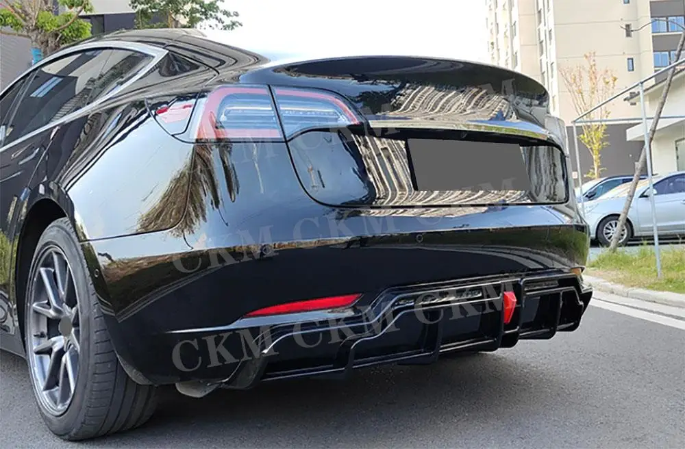 

Rear Bumper Diffuser Lip Accessories ABS Rear Chin Lip Spoiler Guard Plate Gloss Black For Tesla Model 3 2017+