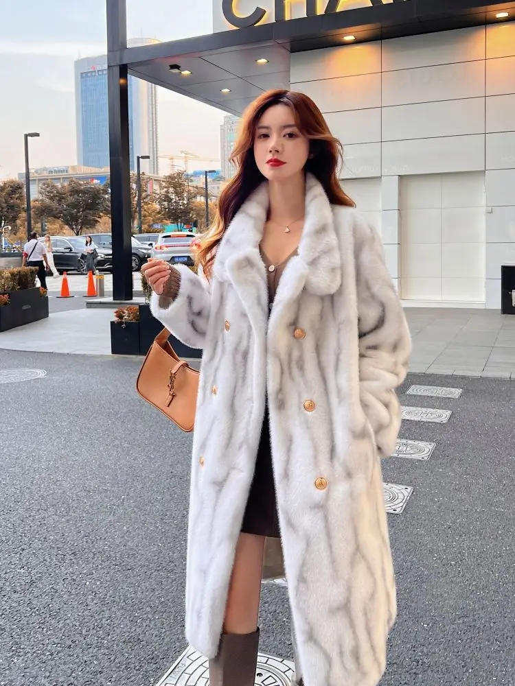 

Faux Fur Winter Jacket Womens 2025 New Thicken Loose Environmentally Friendly Mink Overcoat Female Double Breasted Outwear Tops