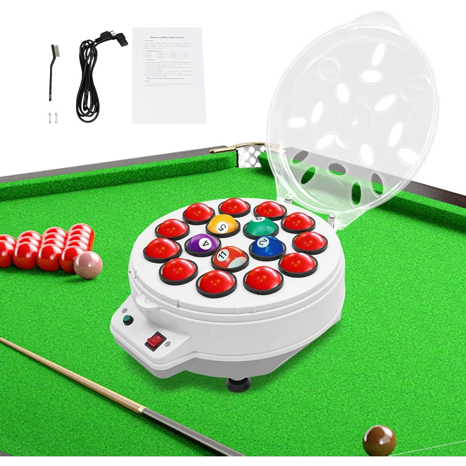 منظف كرات البلياردو المطور 110 فولت، منظف كرات كهربائي أوتوماتيكي لتلميع كرات البلياردو والسنوكر لـ 16 كرة بلياردو