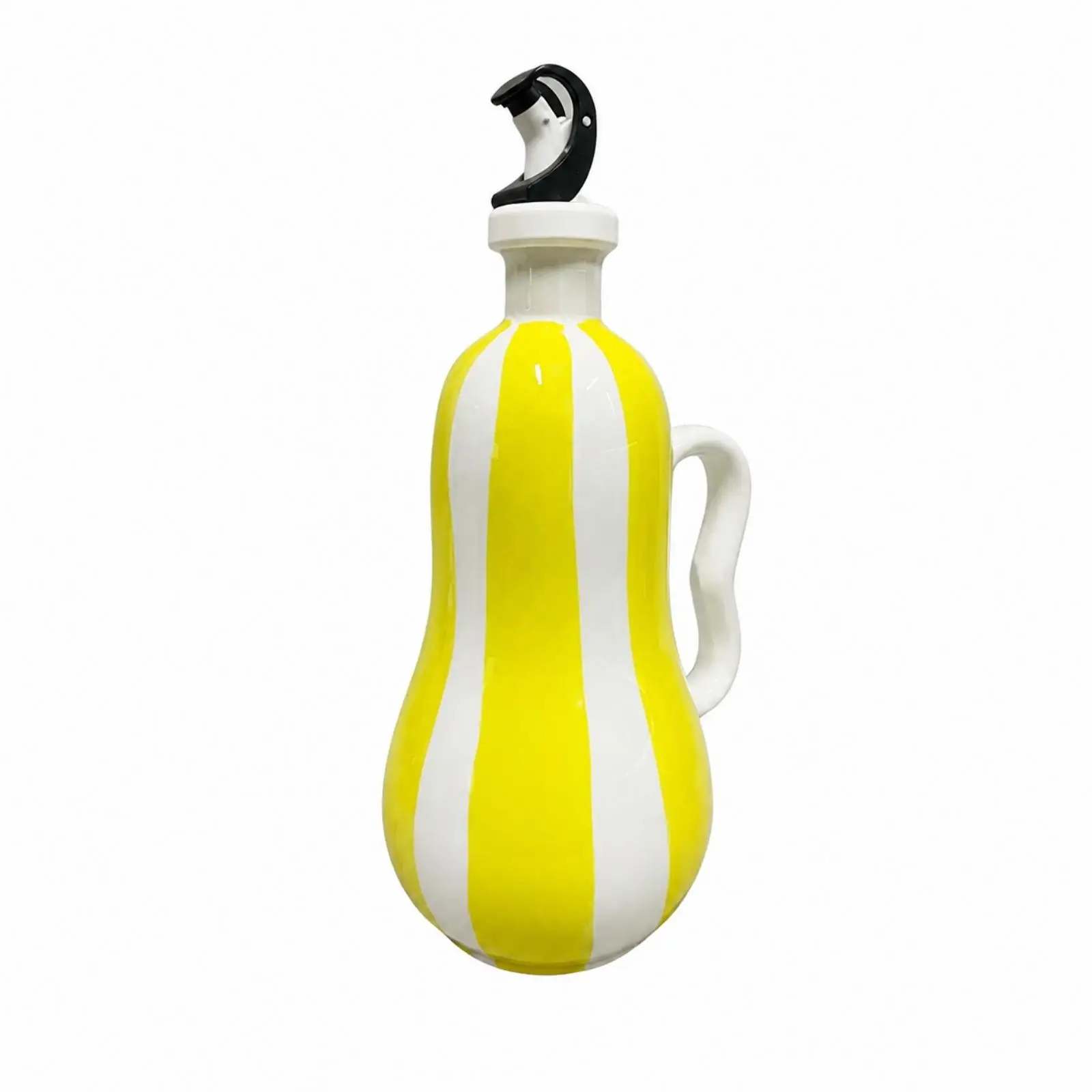 Vertical Striped Ceramic Sauce Dispenser 700ml with Easy Pour Spout for Daily Cooking and Dining Needs