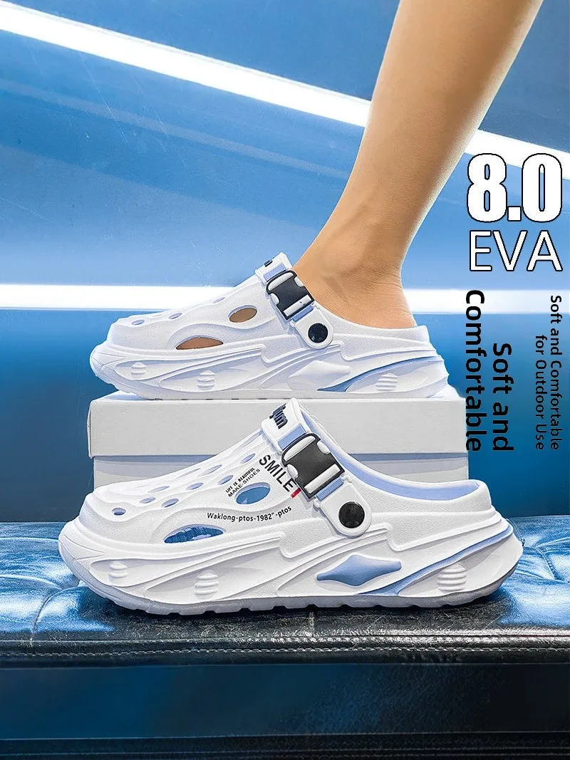 

Men's Summer Outdoor Sandals Water-Resistant Anti-Slip Breathable Half Slippers Driving Beach Walking Casual EVA Flip Flops