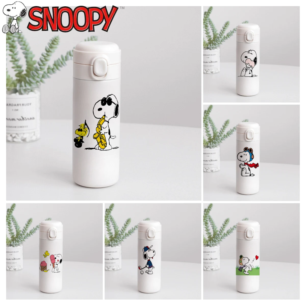 Cartoon Snoopy Cute Vacuum Cup Large Capacity Children's Small Lightweight Portable Cup Ins Good-looking Kettle Couple Style New