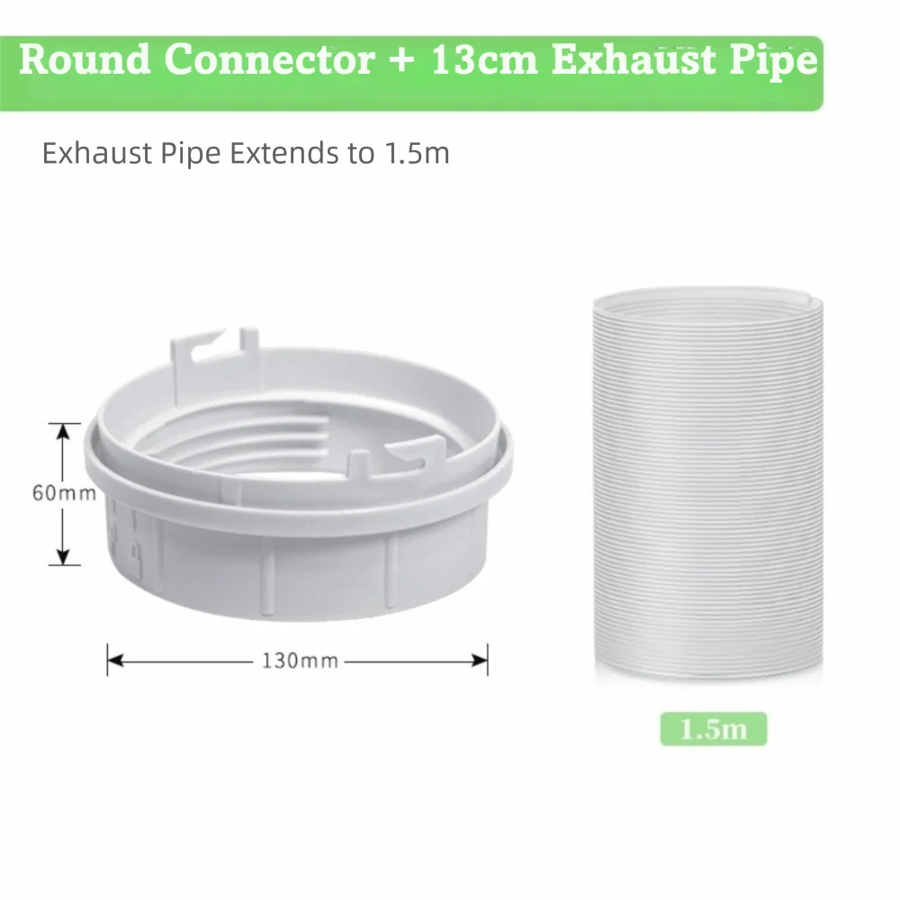 Vent Duct Adapter Mobile AC Duct Connector ABS Screw-On Connection Air Conditioner Connector Exhaust Pipe Extends to 1.5m