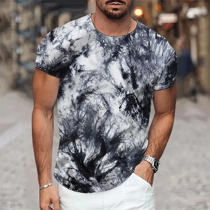 New Tie-dye 3D Print Mens T-shirt Summer Fashion Clothing Casual Short Sleeve T-shirt for Cool Men Tops Tees Clothes Racing suit