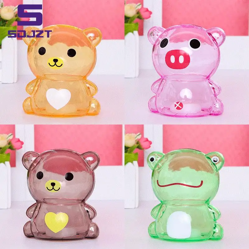 Creative Little Bear Pig Bank Transparent Coin Paper Money Saving Box Cute Safe Deposit Box Kids Holiday Gift Desktop Decoration